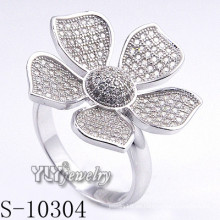 925 de plata esterlina Zirconia mujeres flor anillo (s-10304)